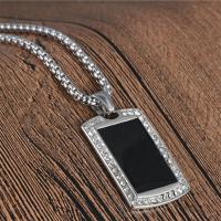Titanium Steel Pendant, with Resin, Rectangle, with rhinestone, original color Approx 3.5mm 