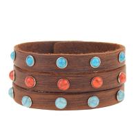 Cowhide Bracelet, with turquoise & Zinc Alloy, for woman 33mm Approx 9 Inch 