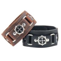 Cowhide Bracelet, with Zinc Alloy, silver color plated, Unisex & enamel 33mm Approx 9 Inch 