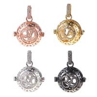 Brass Pregnant Ball Locket Pendant, plated, It could be opened and beads could be put inside. & with om symbol & micro pave cubic zirconia & hollow nickel, lead & cadmium free Approx 3-5mm, Inner Approx 16mm 