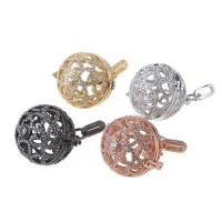 Brass Pregnant Ball Locket Pendant, plated, It could be opened and beads could be put inside. & micro pave cubic zirconia & hollow nickel, lead & cadmium free Approx 3-5mm, Inner Approx 20mm 