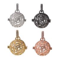 Brass Pregnant Ball Locket Pendant, plated, It could be opened and beads could be put inside. & micro pave cubic zirconia & hollow nickel, lead & cadmium free Approx 3-5mm, Inner Approx 17mm 