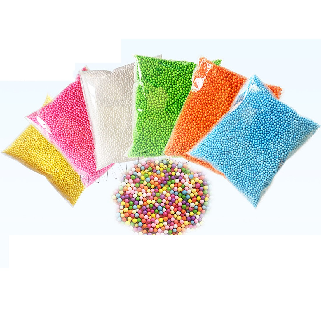 PE Foam Slime Foam Beads, Round, DIY & for children & different size for choice, more colors for choice, Sold By Bag