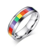 Stainless Steel Finger Ring, Unisex & enamel, original color, 6mm 