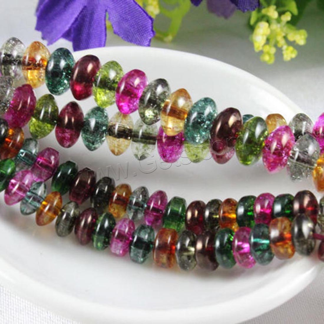 Perles d'imitation de Tourmaline, Synthétique-Tourmaline, normes différentes pour le choix, multicolore, Longueur:Environ 15.7 pouce, Vendu par brin
