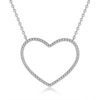 Cubic Zircon Micro Pave Brass Necklace, Heart, platinum plated, oval chain & micro pave cubic zirconia & for woman Approx 15.5 Inch 