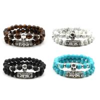 Gemstone Bracelets, with Elastic Thread & Zinc Alloy, plated, natural & Unisex, 8mm Approx 7.5 Inch 