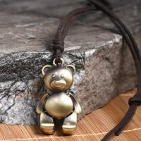 Zinc Alloy Sweater Necklace, with Velveteen Cord, Bear, antique bronze color plated, vintage & Unisex & adjustable Approx 19.7-31 Inch 