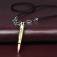 Zinc Alloy Sweater Necklace, with Cotton Cord, Bullet, plated, oval chain & with letter pattern & for man Approx 31 Inch 