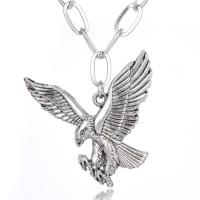 Zinc Alloy Sweater Necklace, with Cotton Cord, Eagle, antique silver color plated, oval chain & for man Approx 31 Inch 