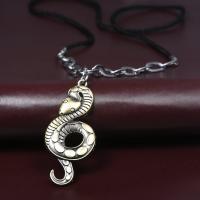 Zinc Alloy Sweater Chain Necklace, with Cotton Cord, Snake, plated, oval chain & for man Approx 31 Inch 
