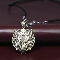 Zinc Alloy Sweater Chain Necklace, with Cotton Cord, Lion, plated, oval chain & for man Approx 31 Inch 