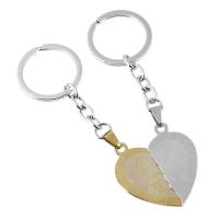 Zinc Alloy Puzzle Couple Key Chain, with Stainless Steel Pendant, Heart, word I love you, plated, Unisex, 100mm, 30mm 