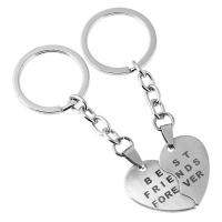 Zinc Alloy Puzzle Couple Key Chain, with Stainless Steel Pendant, Heart, word best friends forever, plated, Unisex, 100mm, 30mm 
