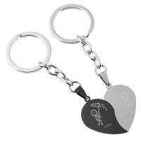 Zinc Alloy Puzzle Couple Key Chain, with Stainless Steel Pendant, Heart, word love you, plated, Unisex & with letter pattern, 100mm, 30mm 