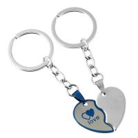 Zinc Alloy Puzzle Couple Key Chain, with Stainless Steel Pendant, Heart, word I love you, plated, Unisex, 100mm, 30mm 