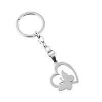 Zinc Alloy Key Chain, with Stainless Steel Pendant, Heart, plated, Unisex, 100mm, 30mm 