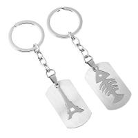 Zinc Alloy Puzzle Key Chain, with Stainless Steel Pendant, Rectangle, plated, Unisex 100mm, 30mm 