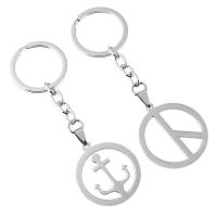 Zinc Alloy Key Chain, with Stainless Steel Pendant, Donut, plated, Unisex 100mm, 30mm 