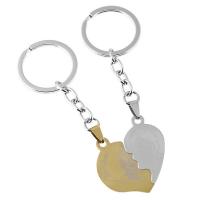 Zinc Alloy Puzzle Couple Key Chain, with Stainless Steel Pendant, Heart, word love you, plated, Unisex, 100mm, 30mm 