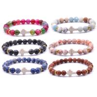 Gemstone Bracelets, with Howlite & Zinc Alloy, Cross, gold color plated, natural & Unisex Approx 7.5 Inch 