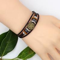 PU Leather Bracelet, with Non Magnetic Hematite & Stainless Steel & Zinc Alloy, plated, durable & Unisex, brown, 195mm Approx 7.5 Inch 