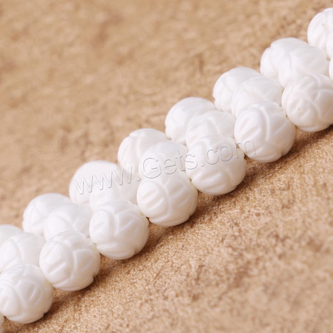 Fluted Giant Beads, Round, different size for choice, white, Length:Approx 15.7 Inch, Sold By Strand