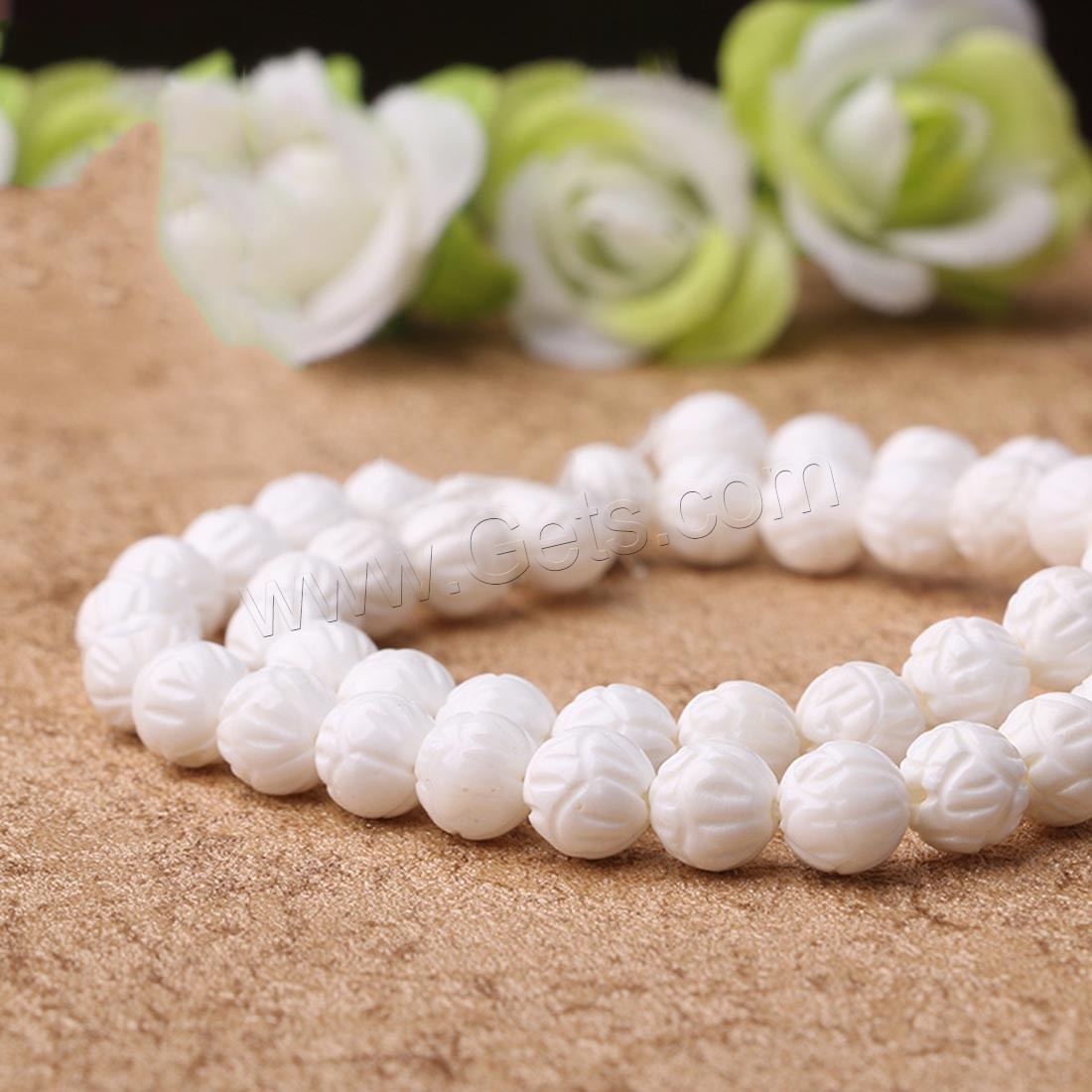 Fluted Giant Beads, Round, different size for choice, white, Length:Approx 15.7 Inch, Sold By Strand