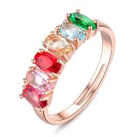 Cubic Zircon Brass Finger Ring, rose gold color plated, for woman & with cubic zirconia, nickel, lead & cadmium free 