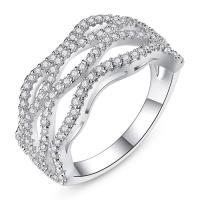 Cubic Zirconia Micro Pave Brass Finger Ring, platinum plated, Unisex & micro pave cubic zirconia, nickel, lead & cadmium free 