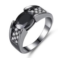 Brass Finger Ring, with Austrian Crystal, plumbum black color plated & micro pave cubic zirconia & for woman & faceted, nickel, lead & cadmium free 
