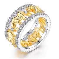 Cubic Zirconia Micro Pave Brass Finger Ring, Elephant, plated & micro pave cubic zirconia & for woman, nickel, lead & cadmium free 