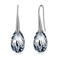 925 Sterling Silver Earring, with Austrian Crystal, real silver plated, hypo allergic & for woman & faceted, 28mm 