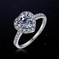 Rhinestone Zinc Alloy Finger Ring, Heart, plated & for woman & with rhinestone 10mm 