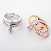 Rhinestone Brass Finger Ring, plated & for woman &  & with rhinestone 24mm 