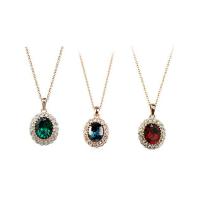 Zinc Alloy Necklace, with Austrian Crystal, plated, oval chain & for woman & faceted & with rhinestone Approx 18 Inch 