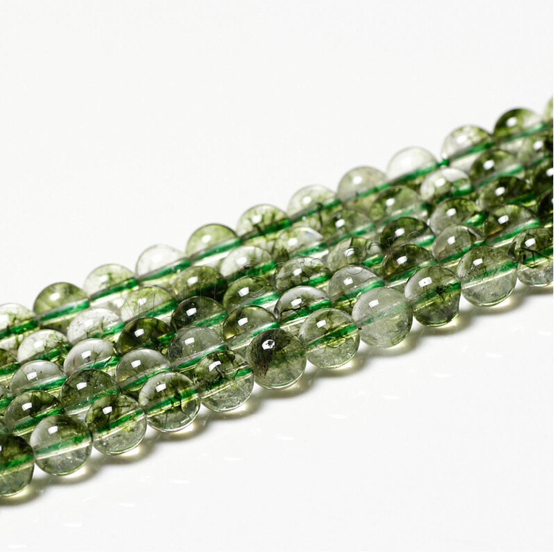 Зеленый фантомный кварц Бусины, Круглая, натуральный, разный размер для выбора, зеленый, длина:Приблизительно 15.7 дюймовый, продается Strand
