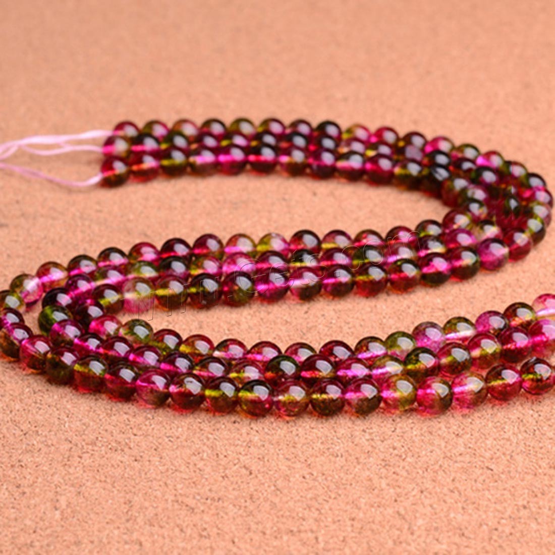 Natural Tourmaline Beads, Round, different size for choice, rose carmine, Length:Approx 15.7 Inch, Sold By Strand