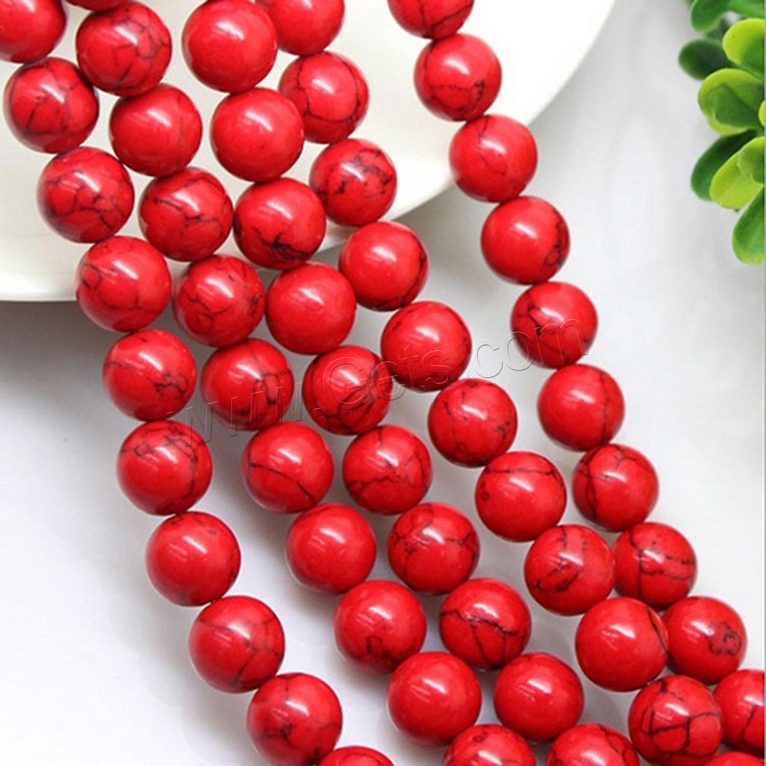 Synthetic Turquoise Beads, Round, natural, different size for choice, red, Length:Approx 15.7 Inch, Sold By Strand