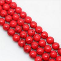 Synthetische Türkis Perlen, rund, natürlich, verschiedene Größen vorhanden, rot, Länge:ca. 15.7 ZollInch, verkauft von Strang
