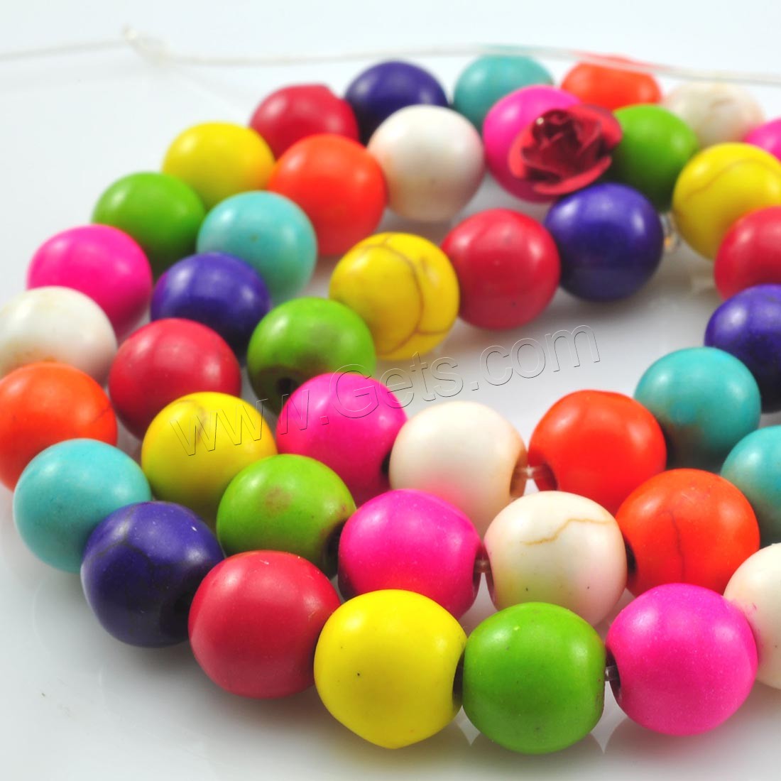Synthetic Turquoise Beads, Round, natural, different size for choice, mixed colors, Length:Approx 15.7 Inch, Sold By Strand