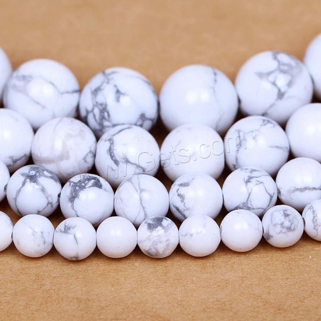 Synthetische Türkis Perlen, rund, natürlich, verschiedene Größen vorhanden, weiß, Länge:ca. 15.7 ZollInch, verkauft von Strang