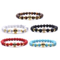 Gemstone Bracelets, with Brass, gold color plated, natural & micro pave cubic zirconia & for woman, 8mm Approx 7.5 Inch 