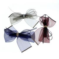 Hair Clip, Organza, with Iron, for woman & with rhinestone 