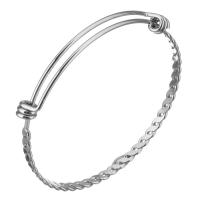 Stainless Steel Bangle, Unisex & adjustable, original color, 6mm, 4mm, Inner Approx 59mm 