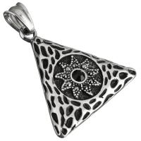 Rhinestone Stainless Steel Pendants, Triangle, faceted & with rhinestone & blacken Approx 