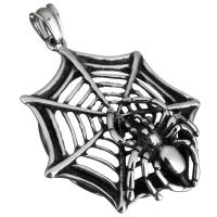 Stainless Steel Pendants, Spider Web, blacken Approx 
