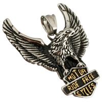 Stainless Steel Animal Pendants, Eagle, plated, with letter pattern & blacken Approx 