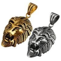 Stainless Steel Animal Pendants, Lion, plated, blacken Approx 