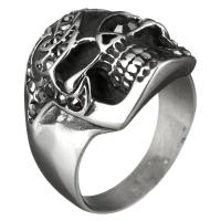 Men Stainless Steel Ring in Bulk, Skull, for man & with rhinestone & blacken, 24mm, US Ring 